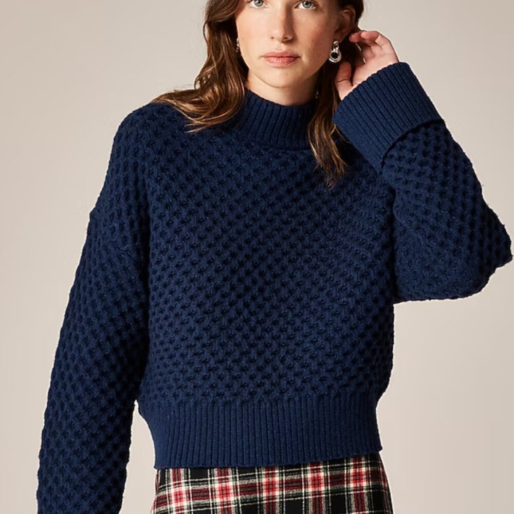 J. Crew Honeycomb Mockneck Sweater